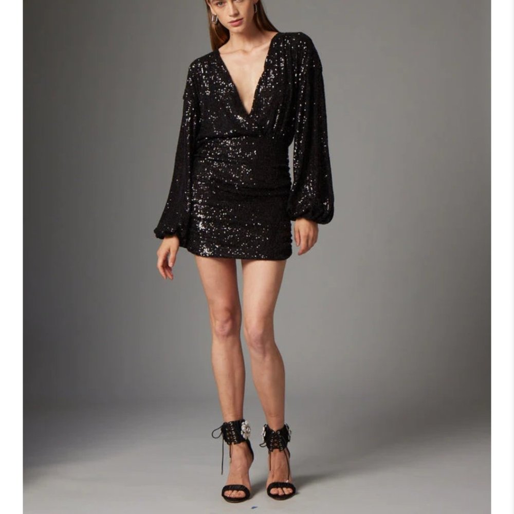 GILNER FARRAR Blanche Sequin Dress in Black